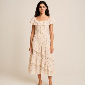 Sea New York Midi Dress floral ruffle sz 4